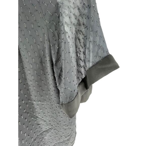 Ann Taylor Black Embroidered Tie Back Short Sleeve Blouse Women's Size XSP - Picture 2 of 6